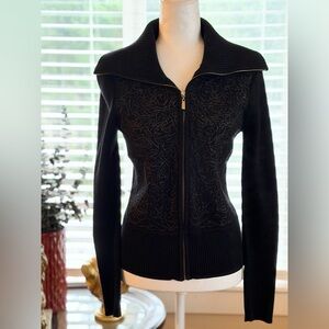 White House Black Market Black Zippered Cardigan